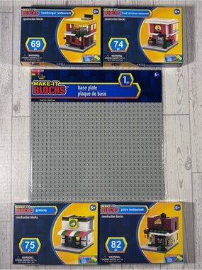 Make‑It Blocks Restaurant City Lot (5) + Base Plate | NEW